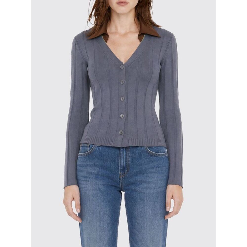 Patrizia Pepe Women Patrizia Pepe Slim Fit Ribbed Cotton Blend V-Neck Cardigan